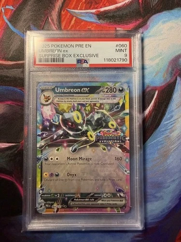 Pokémon TCG Umbreon ex Prismatic Evolutions Surprise Box 060 PSA 9 Holo