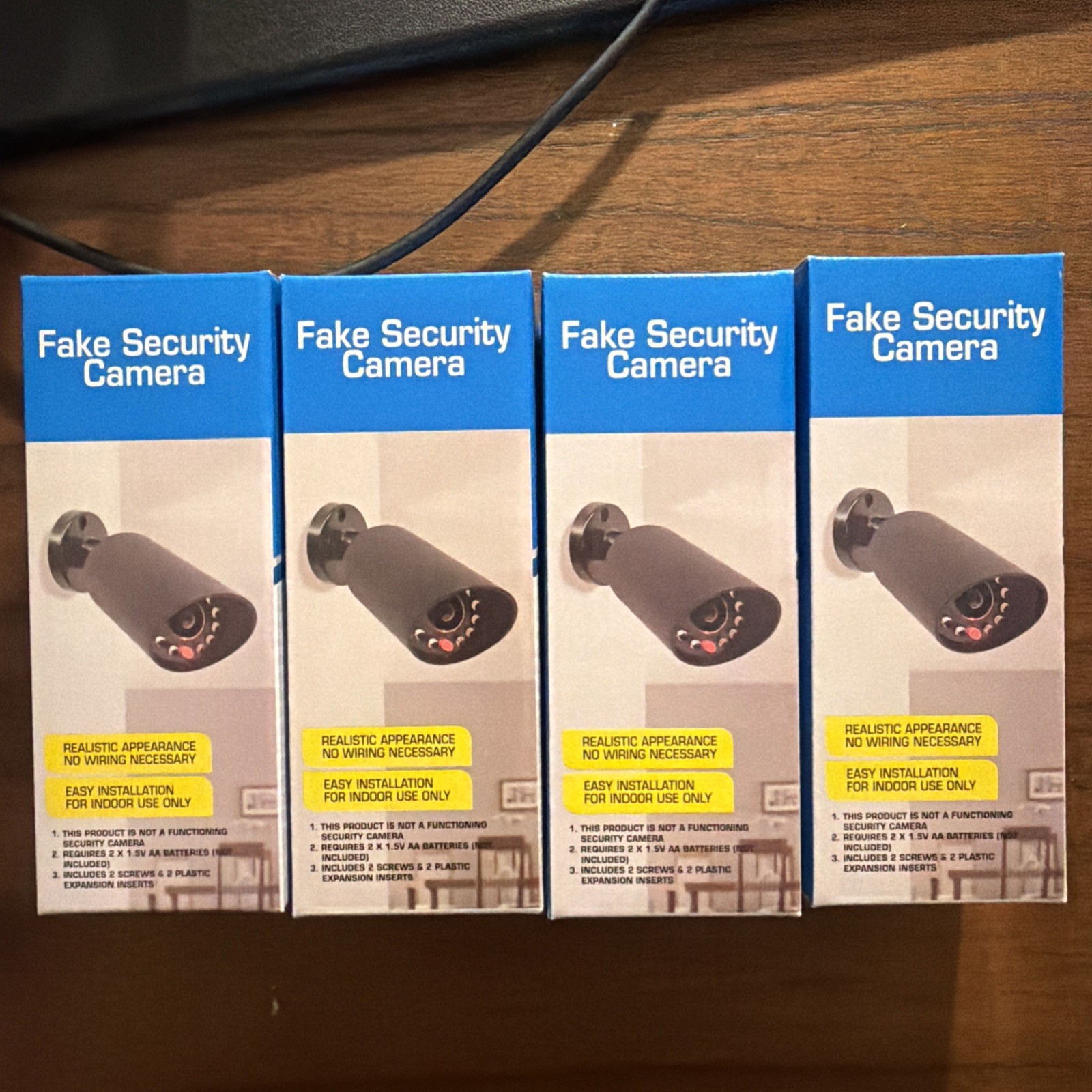 Dummy Security Camera X4 New In Box Black Battery Operated Fake Decoy Cameras