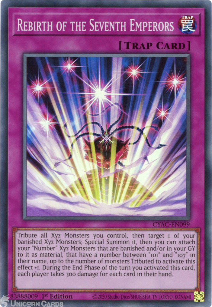 CYAC-EN099 Rebirth of the Seventh Emperors : Super Rare 1st Edition Mint YuGiOh