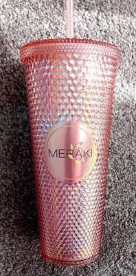 MERAKI STUDDED TUMBLER TALL 9'' ROSE GOLD (Starbucks Style) VINTAGE/ RARE+ STRAW