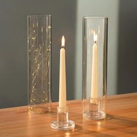 Glaszylinder Kerzenhalter FüR Stabkerzen KerzenstäNder Aus Glas Deko 20Cm