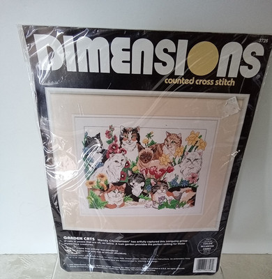Dimensions Counted Cross Stitch Kit ''GARDEN CATS'' #3726 Wendy Christensen Sealed