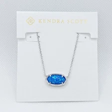 Kendra Scott Elisa Silver Pendant Necklace in Royal Ocean Blue Opal