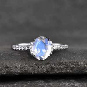 Authentic Lab Grown Beautiful Moonstone Ring 925 Sterling Silver Ring,Gold Plated Ring