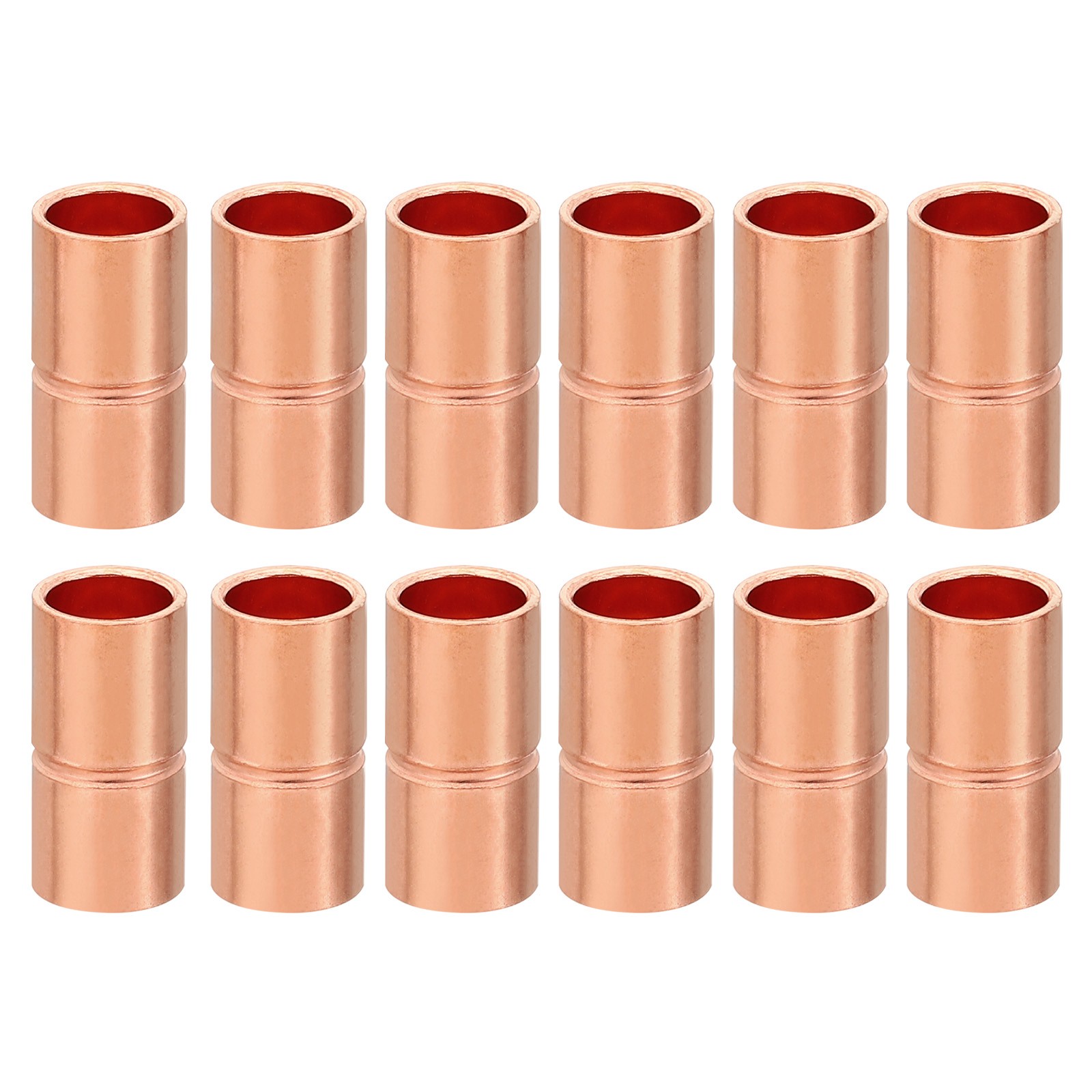 12Pcs 5/16" ID Copper Coupling Fittings Rolled Tube Stop Straight Welding Joint