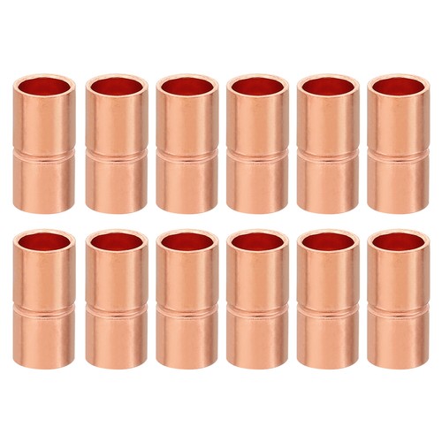 12Pcs 5/16" ID Copper Coupling Fittings Rolled Tube Stop Straight Welding Joint