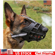 Large Pet Dog Basket Muzzle Mouth Cover Mesh Cage NoBarking Biting Chewing Black