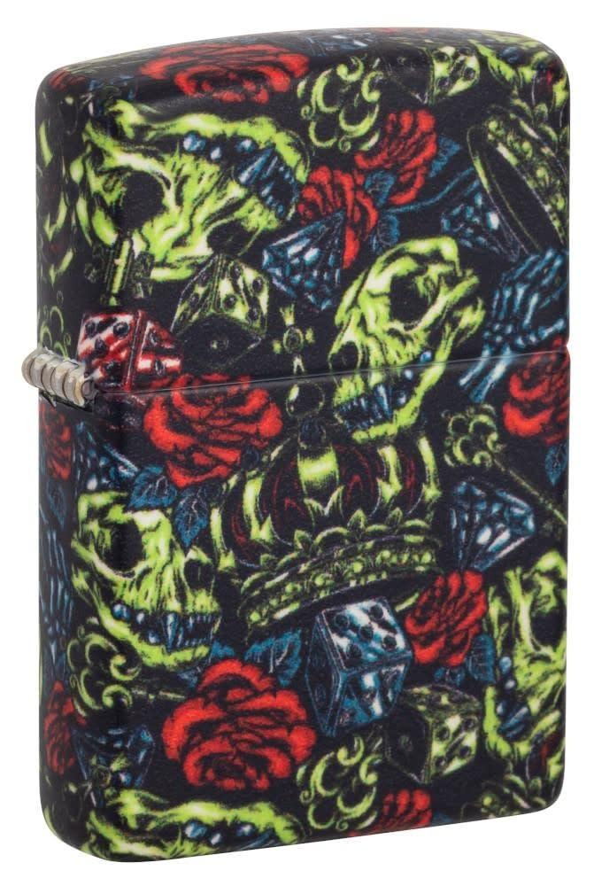 Zippo Lighter- Personalized Message Engrave for Skull Crown Design #49696