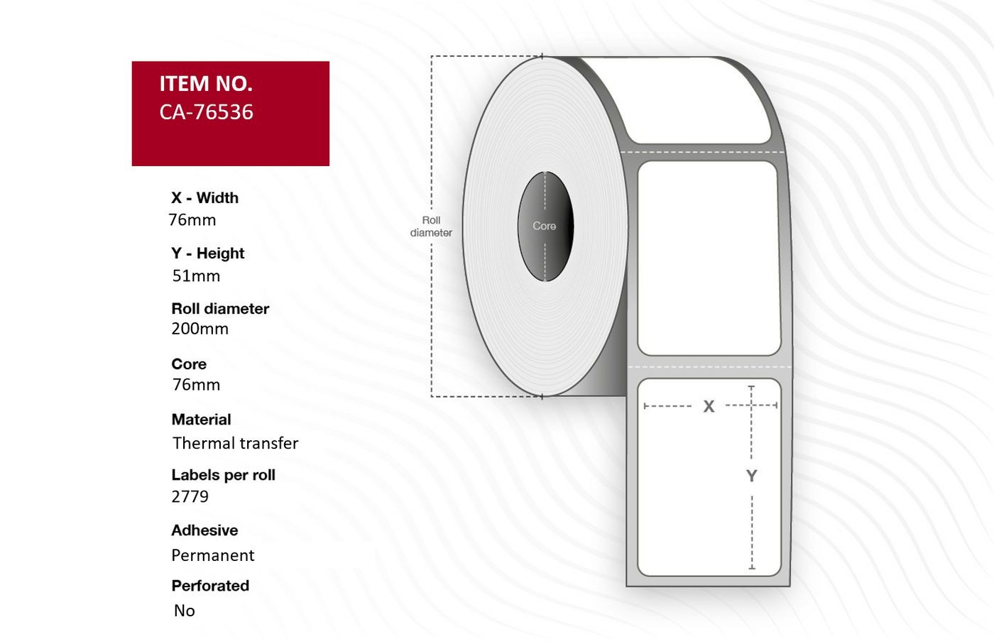 Capture CA-76536 Label 76 x 51mm. Core 76mm.