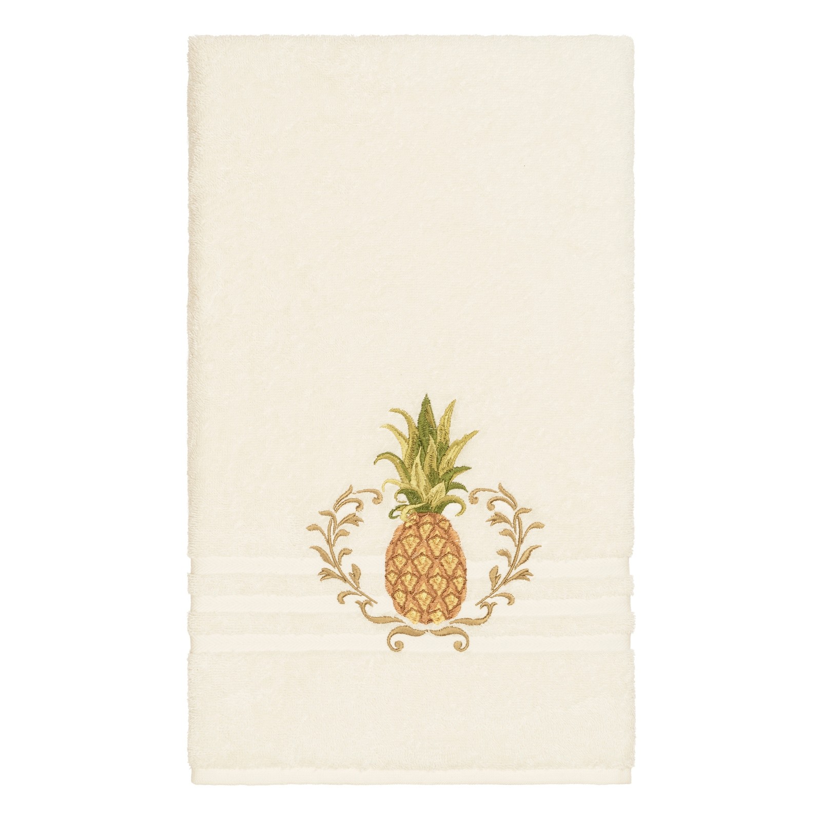 Luxury Turkish Cotton Pineapple Embroidered Cream Hotel Spa Towel