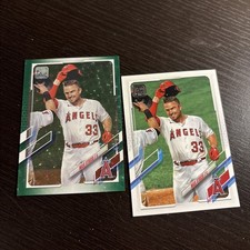 Max Stassi 2021 Topps Series 1 Green Foil /499 & base.  Card #168 LA Angels