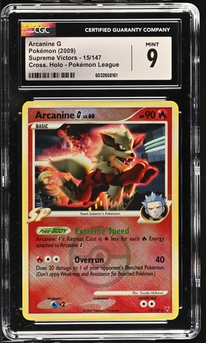 Pokémon TCG - CGC 9: Arcanine G #15/147 Supreme Victors Cross. Holo