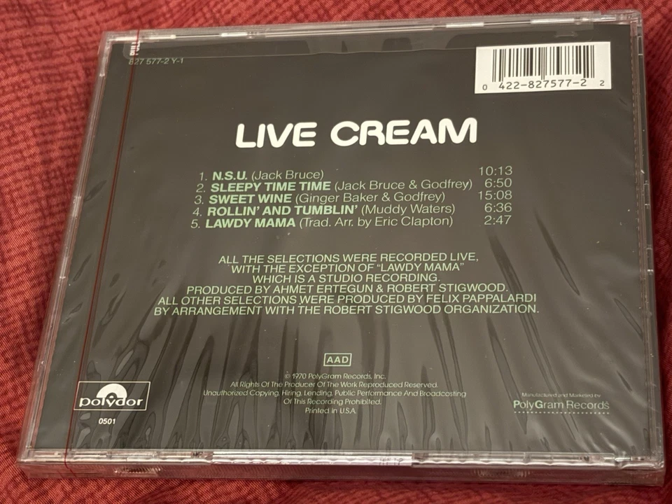 NEW!!! Cream Live Cream (CD, 1986, Polydor Records) SEALED - Image 2 of 2