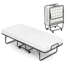 Folding Bed with Mattress 75" x 31" Rolling Guest Bed