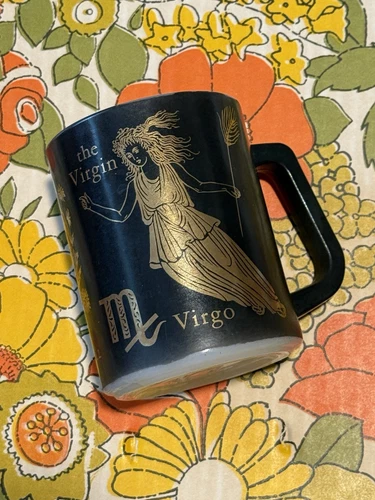 Fire King Vintage Virgo Zodiac Milk Glass Coffee Mug Cup Faded