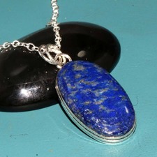 Huge Lapis Lazuli 925 Silver Plated Necklace 19