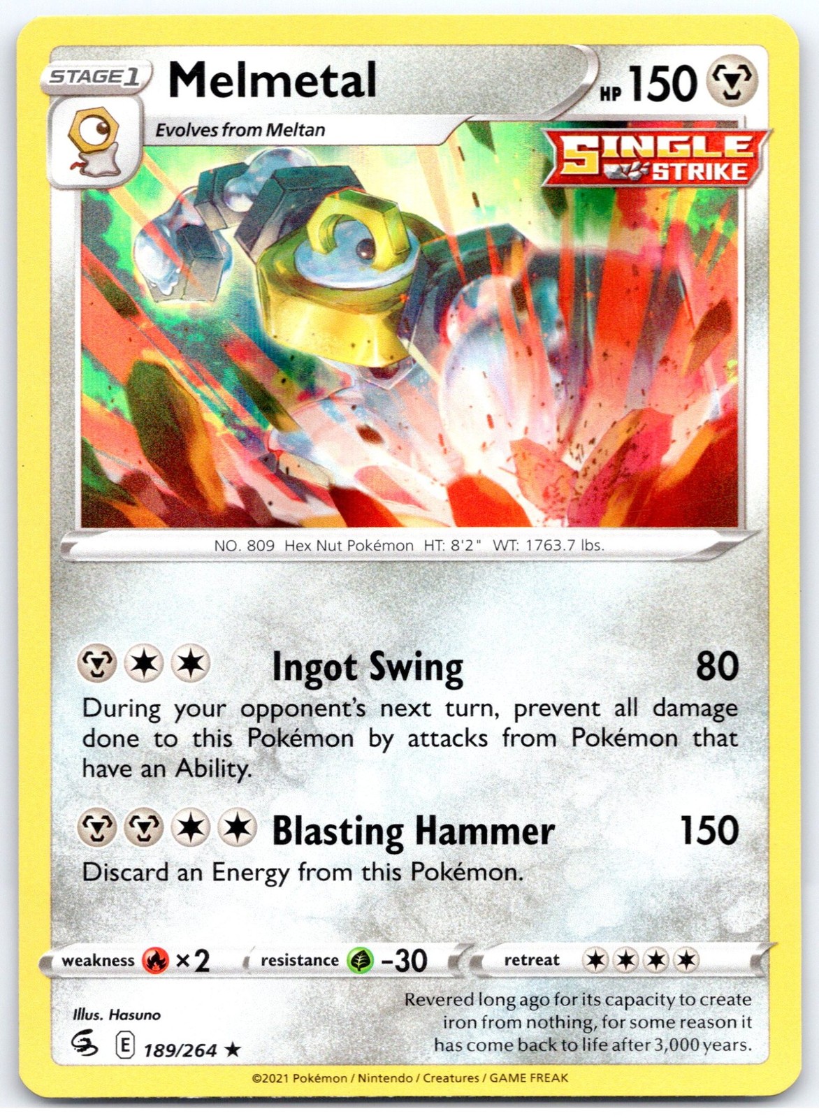 Pokemon Melmetal 189/264 - SWSH08 Holo Rare LP EN