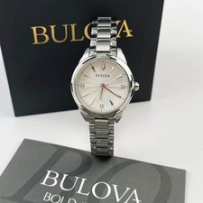 New Bulova Sutton Women's Quartz Watch White Diamond Dial 96P219 28 mm