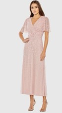 CLEARANCE W/Flaw NWT MAC DUGGAL SZ 14 Pink Butterfly Sleeve Midi Dress #35116