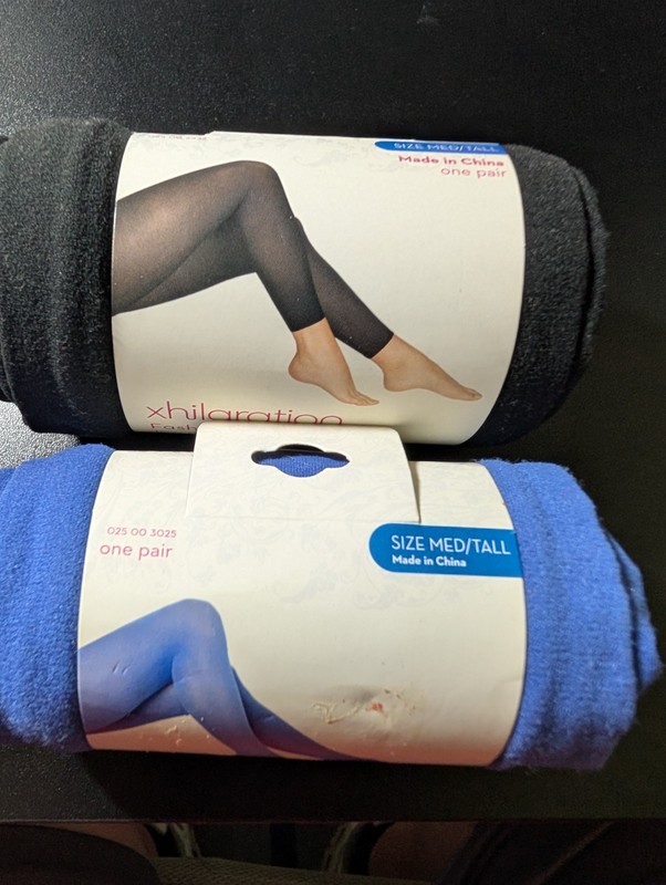 2 Pair Xhilaration Size Med/Tall Tights Low Rise Black/Footless Blue/Footed New