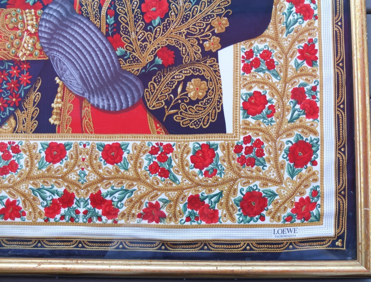 美品 LOEWE TAUROMAQUIA VINTAGE SILK SCARF 美品 LOEWE TAUROMAQUIA VINTAGE SILK SCARF