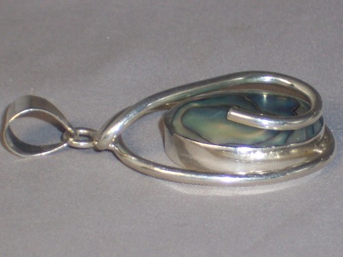 STERLINGSILBER MODERNIST OVALER ABALONE ANHÄNGER GEEIGNET FÜR OMEGA HALSKETTE - Bild 3 von 3