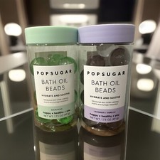 New POPSUGAR Hydrating Bath Oil Beads Set of Two- Lavender Eucalyptus 1.73 oz