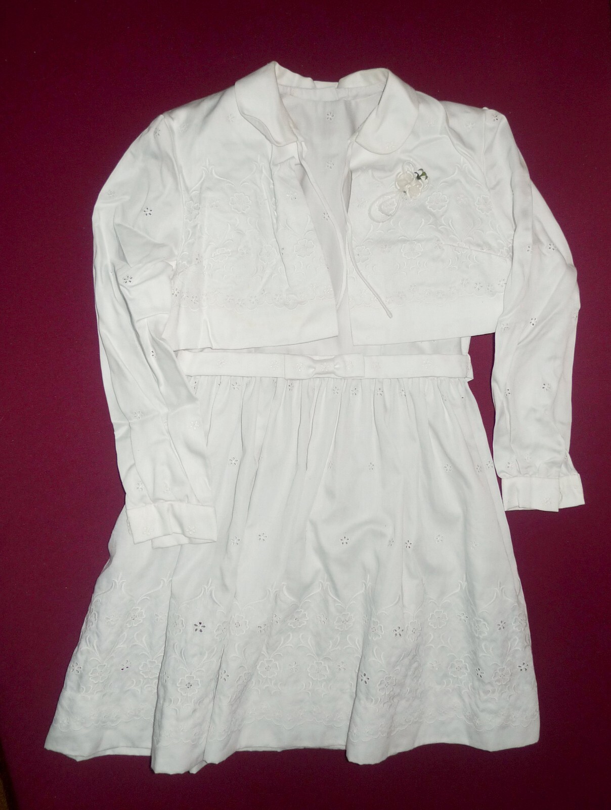 true Vintage Kommunionskleid mit Bolero Hochzeit Blumenmädchen viel Zubehör TOP