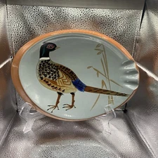 Vintage MCM Stangl Pottery Pheasant Hand Painted Cigar Smoking Tray Ashtray