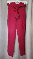 Fashion Nova Knot Your Girl Belted High Wasited Red Slim Pants - Medium