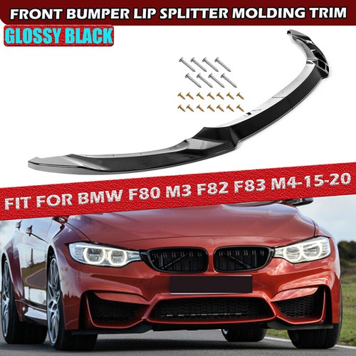 Fits 15-20 BMW F80 M3 F82 F83 M4 V Style Glossy Black Front Bumper Lip Splitter - Picture 1 of 7