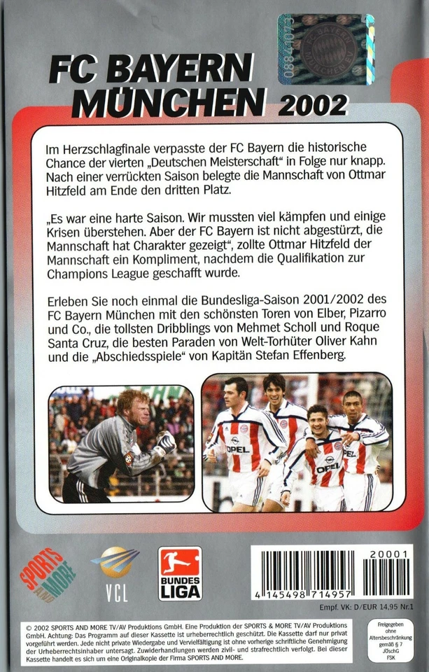 VHS FC Bayern München 2002 Kahn Scholl Elber Santa Cruz Video Videokassette Neu - Bild 3 von 3