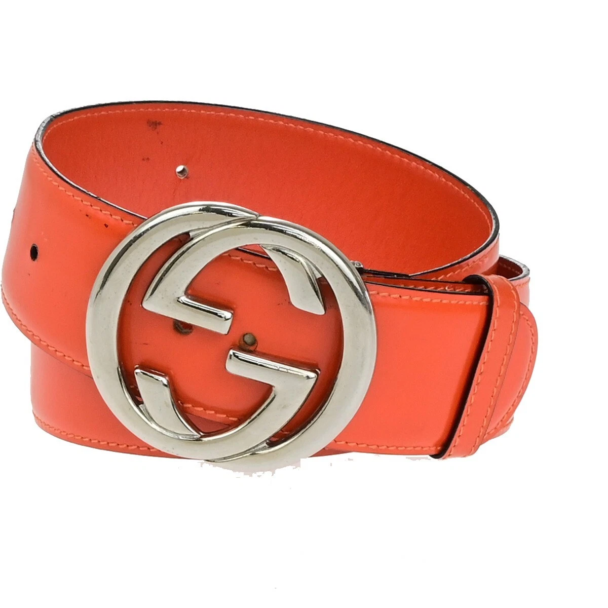 Ceinture à emboîtement logo GUCCI GG 75/30 cuir orange SHW Italie 60EC608