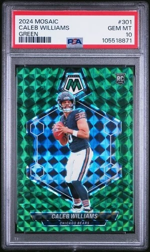 2024 MOSAIC Chicago Bears CALEB WILLIAMS RC ROOKIE GREEN #301 GEM MT PSA 10