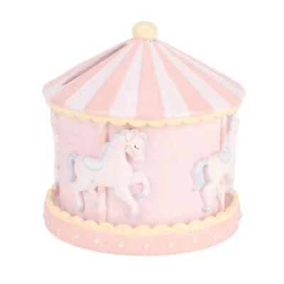 HELLO BABY Carousel Money Bank Box Resin - Pink
