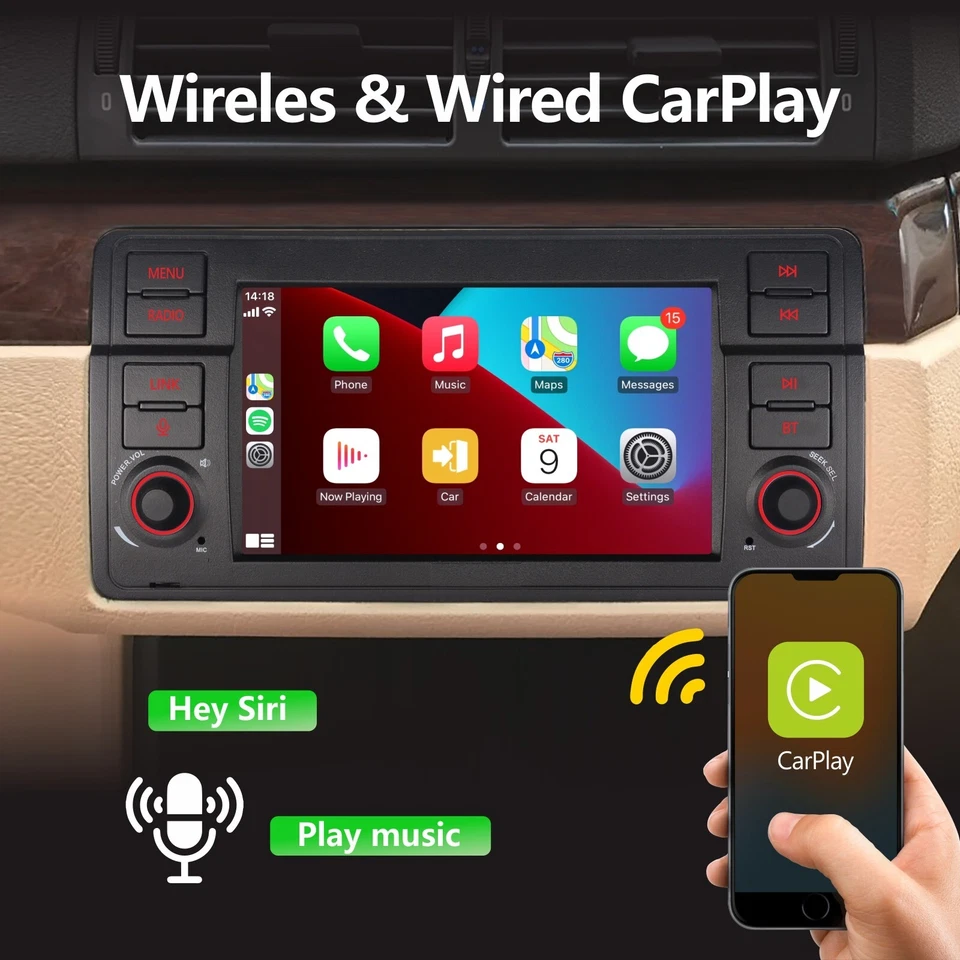 Автомобильная стереосистема для BMW E46 3 серии CarPlay Android Auto высокая выходная мощность Bluetooth - Изображение 2 из 4