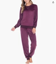 NWOT Honeydew Lounge Pajama Set Womens M Large Burgundy Long Sleeve Fleece