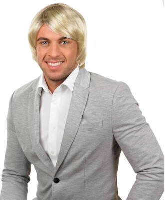Blonde Boyband Perücke für Erwachsene 90er Popstar Boyband Kostüm für Herren