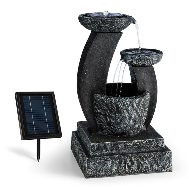3 Tier Cascade Water Fountain Solar Stone Look Ornamental