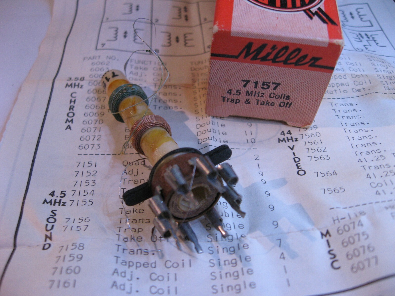 Miller Engineering Transformers Miller 7157 Coil Tunable Core Transformer 4.5MHz Trap Take-Off - NOS ...