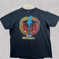 Jimi Hendrix T Shirt Men 2XL Blue Psychedelic Face Image Guitar Graphic Tee