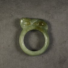 USA 11.5 Cert'd Green Yellow 100 Natural A Jade Jadeite Pendant PiXiu Ring 6326