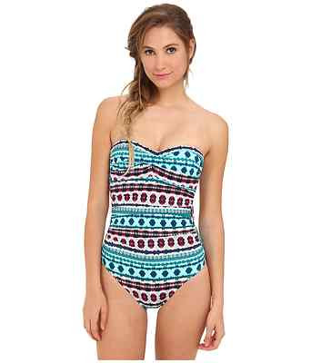 La Blanca Women's Bandeau One-Piece Swimsuit – Ruched Front With Removable Strap