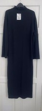 ZARA BLACK OVERSIZED SOFT STRETCH MIDI HIGH NECK KNIT DRESS SIZE XS-S BNWT