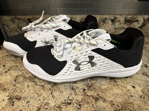 Under Armour UA Yard MT Metal Baseball Cleats 3022999-002 Blk White Men's Sz 15 - Picture 3 of 13