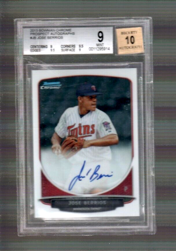 Jose Berrios 2013 Bowman Chrome Prospects Autograph. Beckett Graded BGS 9/10