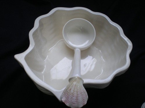 VTG Majolica Seafood Soup Tureen Clamshell Crab Ceramic Seashell Bowl Coastal - Imagen 5 de 7