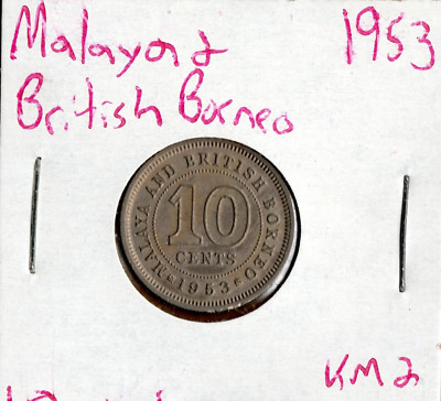 Coin Malaya and British Borneo 10 Cents 1953 KM2