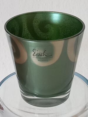 Eisch Glas,  Glas-Tischlicht, grün, Echtgold Handbemalung, Handarbeit, 9cm hoc