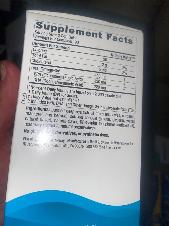 Omega-3 natural nórdico, 180 cápsulas blandas, caduca el 27/12 Foto 2 de 3